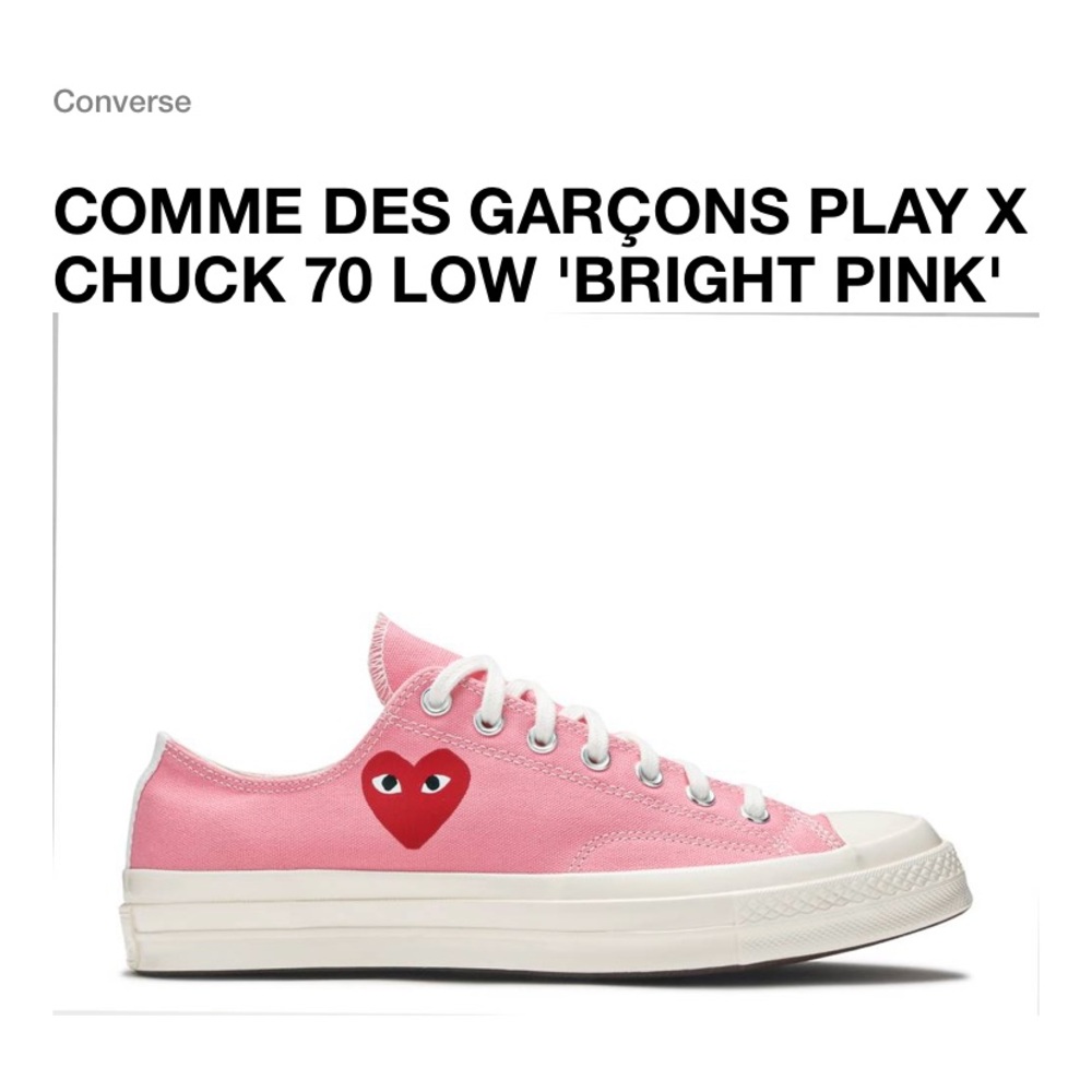 CDG valentines day pink converse size 10 Women